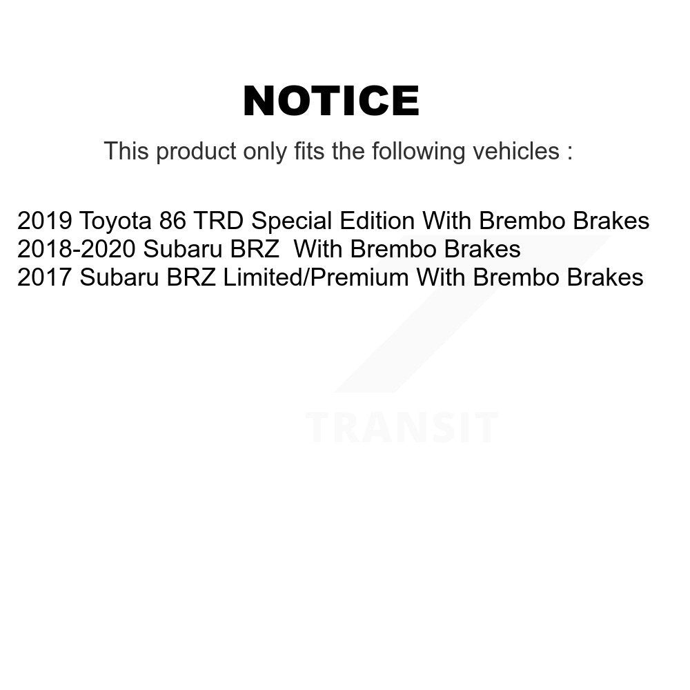 Brake Rotor And Ceramic Pad Rear Kit For Subaru BRZ Toyota 86 With Brembo Brakes
