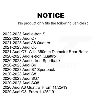 Brake Rotor Ceramic Pad Rear Kit For Audi Q7 Q8 e-tron Quattro SQ8 Sportback SQ7