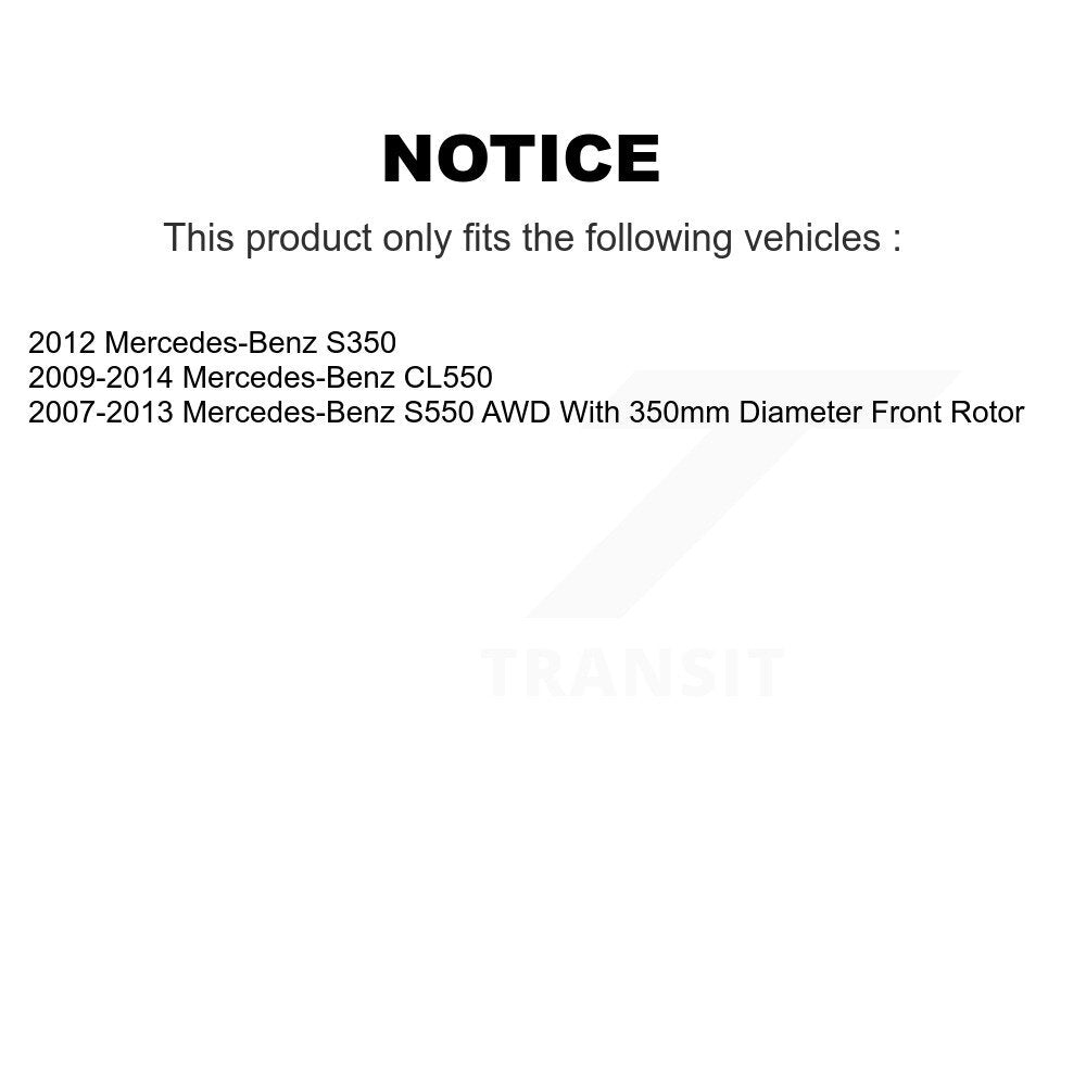 Wheel Bearing Disc Brake Rotor & Pad Front Kit For Mercedes-Benz S550 CL550 S350