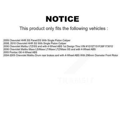Hub Bearing Disc Brake Rotor & Pad Front Kit For Chevrolet Malibu HHR Pontiac G6