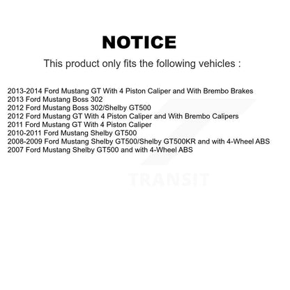 Hub Bearing Assembly Disc Brake Rotor And Ceramic Pad Front Kit For Ford Mustang