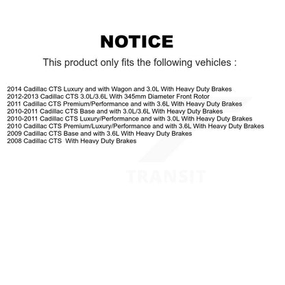 Hub Bearing Assembly Disc Brake Rotor And Ceramic Pad Front Kit For Cadillac CTS