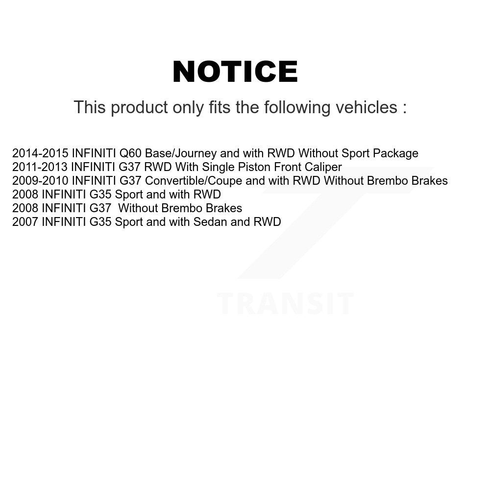 Hub Bearing Assembly Disc Brake Rotor And Pad Front Kit For INFINITI G37 G35 Q60