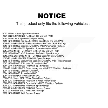 Hub Bearing Brake Rotor Pad Front Kit For INFINITI Q50 G37 Nissan 370Z Q60 M37 Z