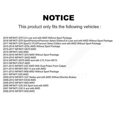 Hub Bearing Brake Rotor & Pads Front Kit For INFINITI G37 EX35 G35 QX50 QX70 M35