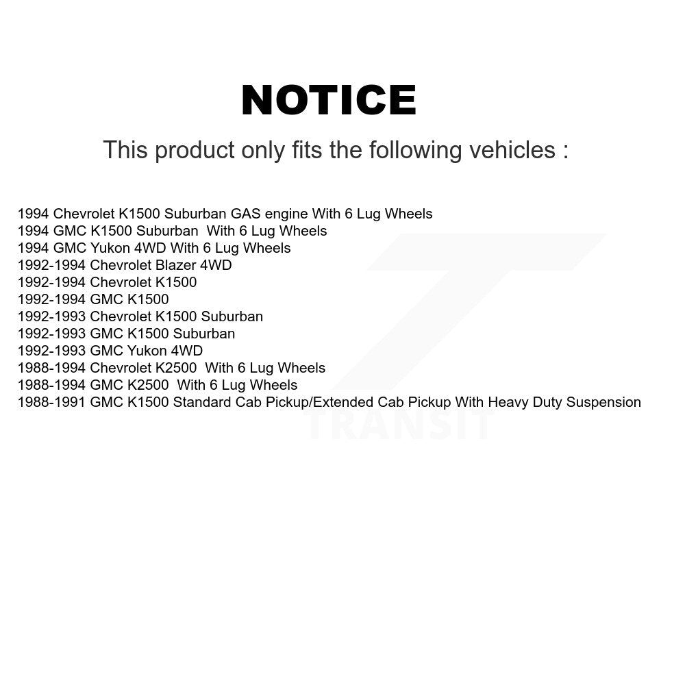 Hub Bearing Brake Rotor And Pad Front Kit For K1500 GMC Chevrolet K2500 Suburban