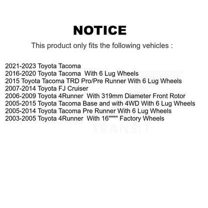 Wheel Bearing Brake Rotor And Pad Front Kit For Toyota Tacoma 4Runner FJ Cruiser