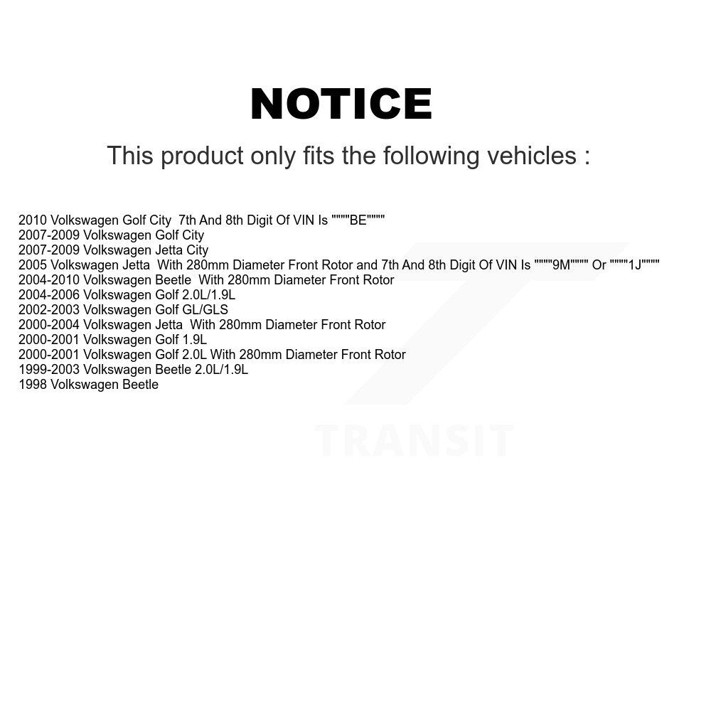 Wheel Bearing Coated Brake Rotor Pads Front Kit For Volkswagen Jetta Beetle Golf
