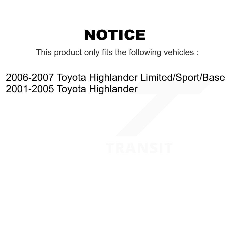 Wheel Bearing Coated Disc Brake Rotors And Pads Front Kit For Toyota Highlander