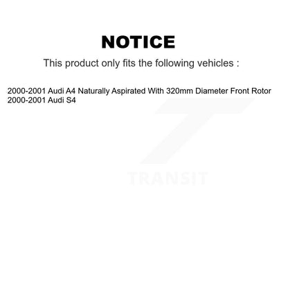 Wheel Bearing Coated Disc Brake Rotor And Pad Front Kit For 2000-2001 Audi S4 A4