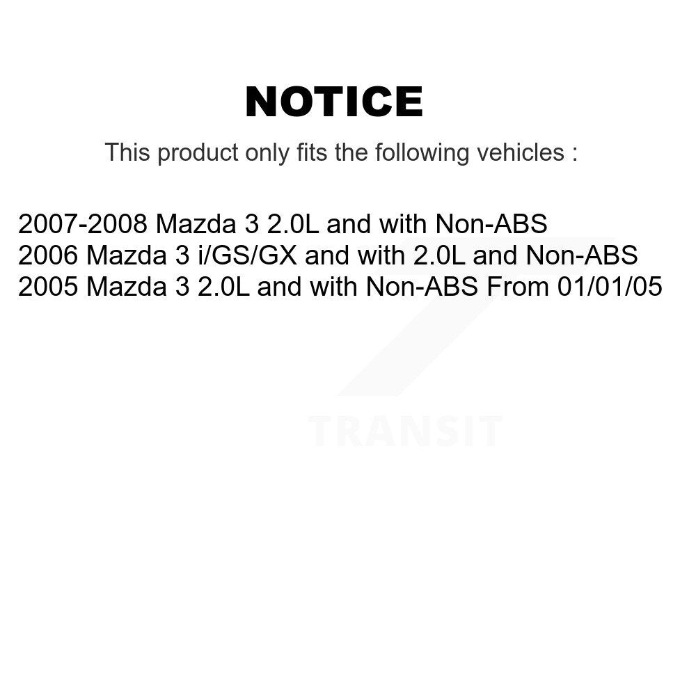 Wheel Bearing Disc Brake Rotors And Semi-Metallic Pads Front Kit For Mazda 3