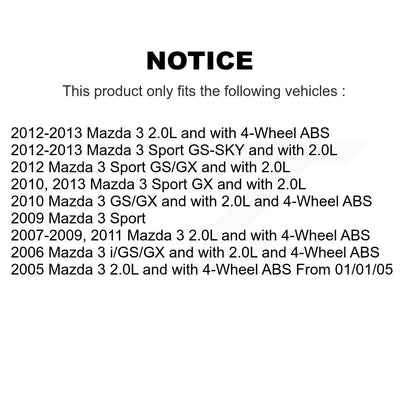 Wheel Bearing Disc Brake Rotor And Semi-Metallic Pad Front Kit For Mazda 3 Sport