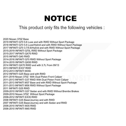 Hub Bearing Drilled Slot Brake Rotor Pad Front Kit For INFINITI EX35 Nissan 370Z