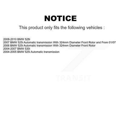 Hub Bearing Assembly Coated Brake Rotor And Pad Front Kit For BMW 530i 525i 528i