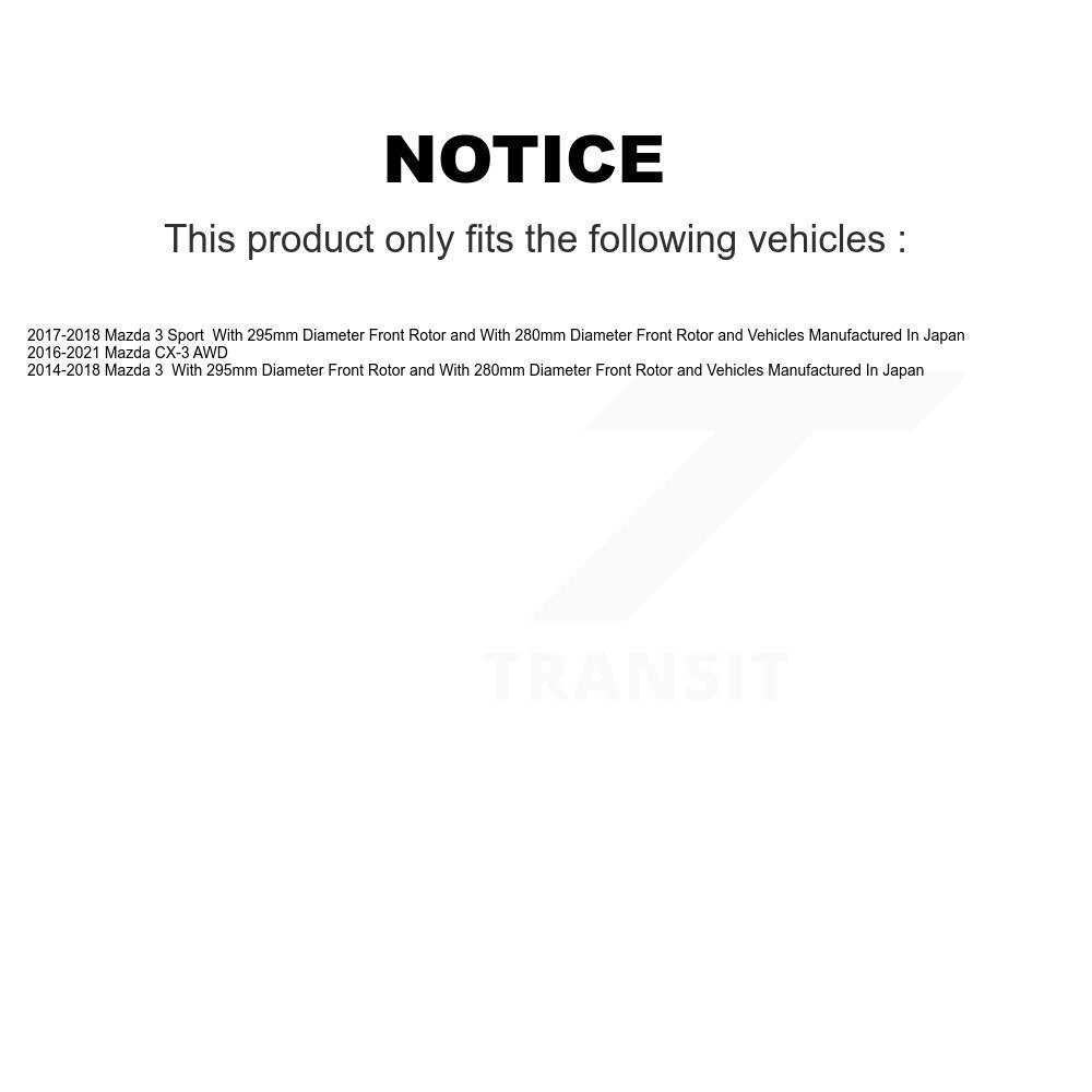 Hub Bearing Assembly Coated Brake Rotor And Pad Front Kit For Mazda 3 CX-3 Sport