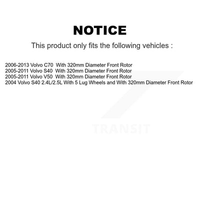 Hub Bearing Assembly Coated Disc Brake Rotor Pad Front Kit For Volvo S40 V50 C70