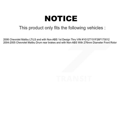 Hub Bearing Assembly Coated Disc Brake Rotor Pads Front Kit For Chevrolet Malibu