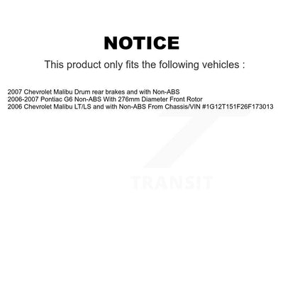 Hub Bearing Coated Brake Rotor And Pad Front Kit For Chevrolet Malibu Pontiac G6