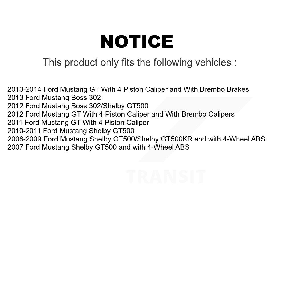 Hub Bearing Assembly Coated Disc Brake Rotor And Pads Front Kit For Ford Mustang