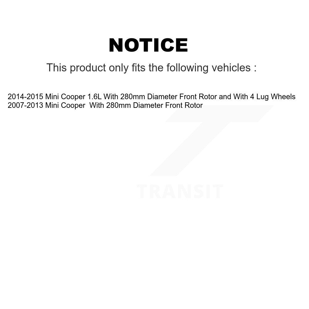 Hub Bearing Assembly Coated Disc Brake Rotors And Pads Front Kit For Mini Cooper