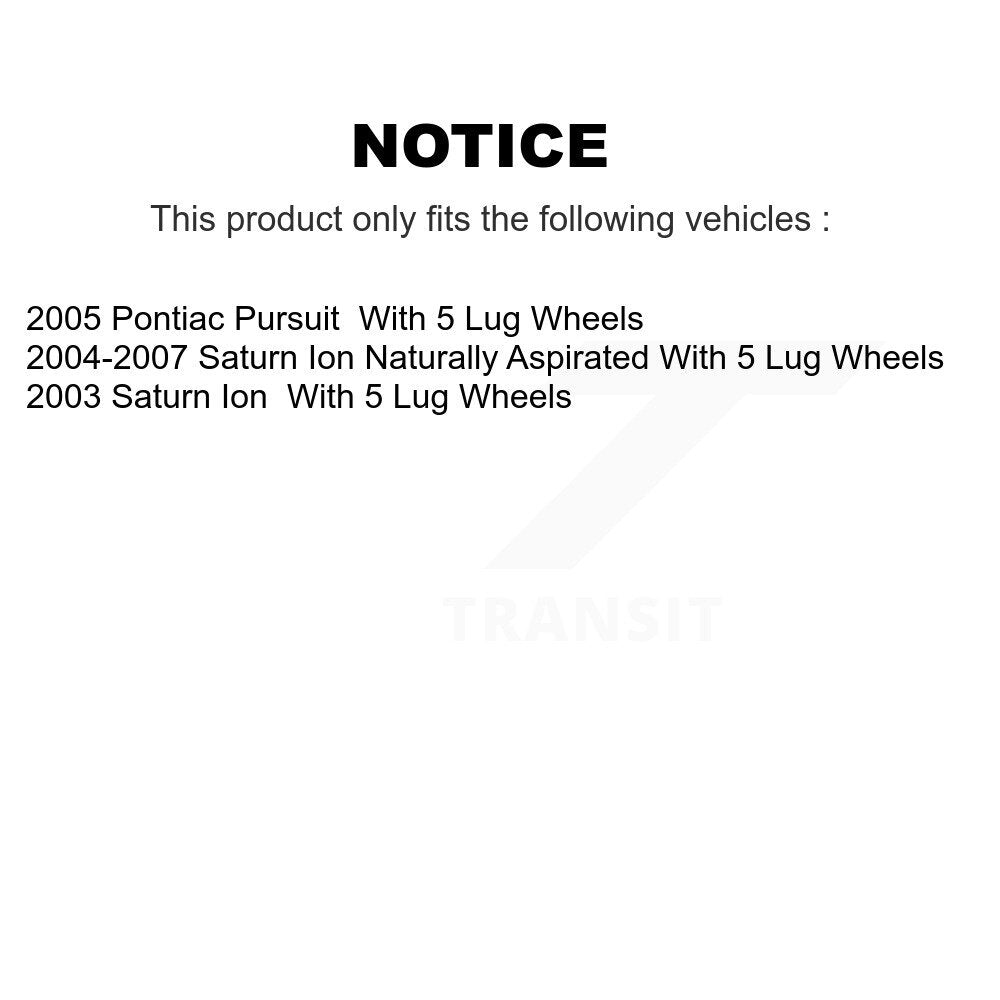 Hub Bearing Assembly Brake Rotor & Pads Front Kit For Saturn Ion Pontiac Pursuit
