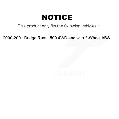 Hub Bearing Brake Rotor & Pads Front Kit For Dodge Ram 1500 4WD with 2-Wheel ABS