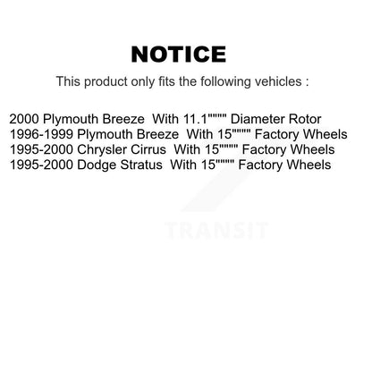 Hub Bearing Brake Rotor Pad Front Kit For Chrysler Cirrus Dodge Stratus Plymouth