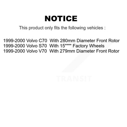 Hub Bearing Assembly Brake Rotor & Pad Front Kit For 1999-2000 Volvo S70 V70 C70