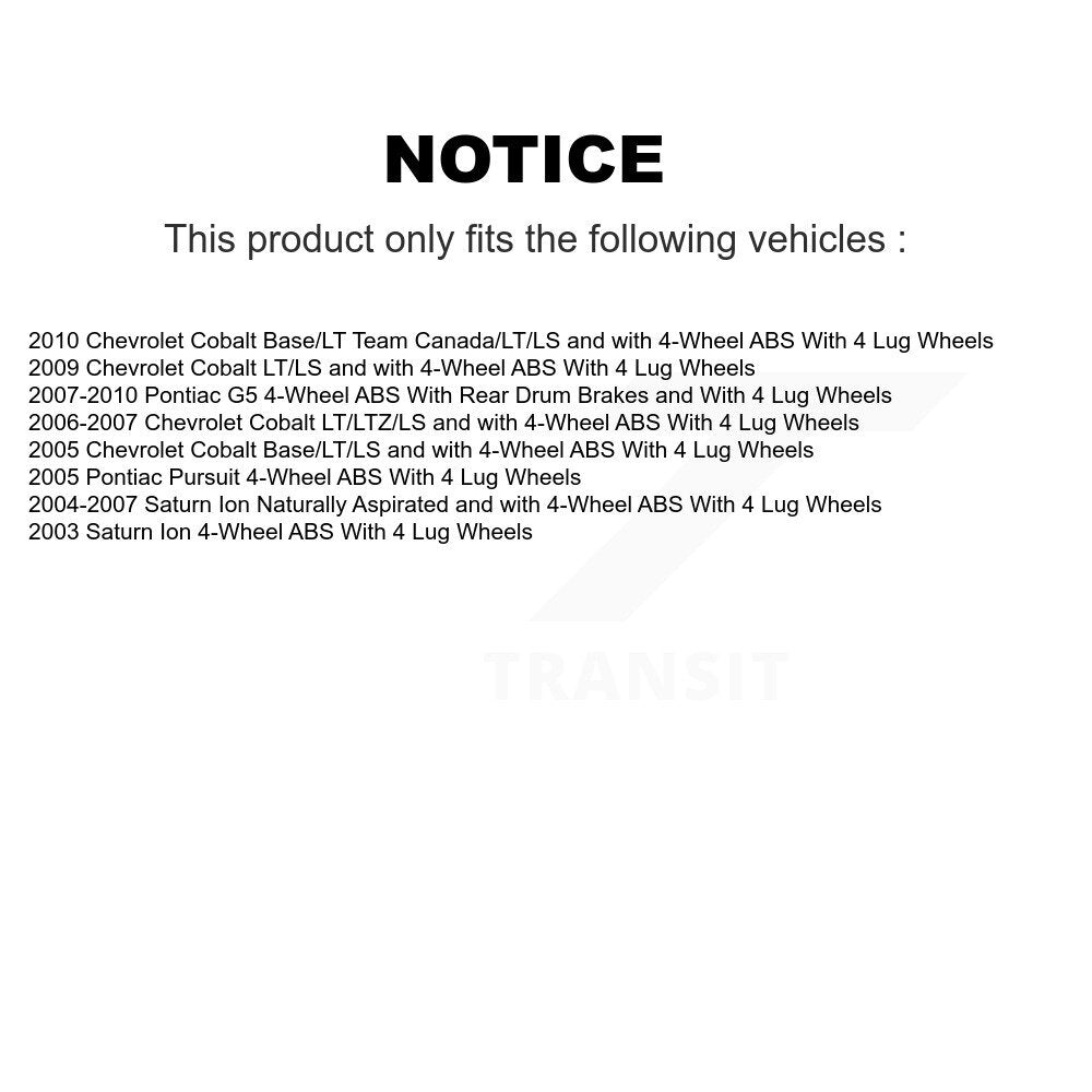 Hub Bearing Brake Rotor Pad Front Kit For Chevrolet Cobalt Pontiac G5 Saturn Ion