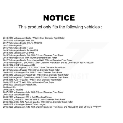 Hub Bearing Brake Rotor & Pad Front Kit For Volkswagen Jetta Beetle Audi GTI Eos