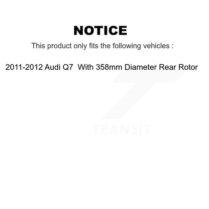 Bearing Disc Brake Rotor And Semi-Metallic Pad Front Rear Kit (10Pc) For Audi Q7