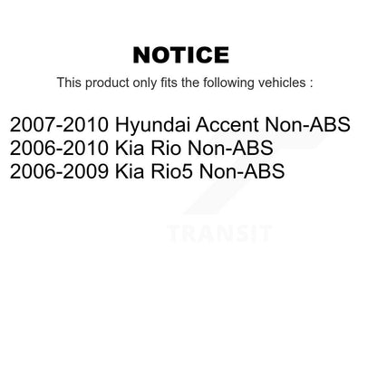 Hub Bearing Brake Rotor And Pad Front Rear Kit (10Pc) For Hyundai Accent Kia Rio