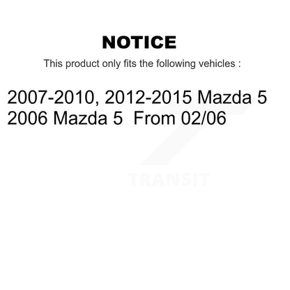 Bearing Disc Brake Rotor And Semi-Metallic Pad Front Rear Kit (10Pc) For Mazda 5