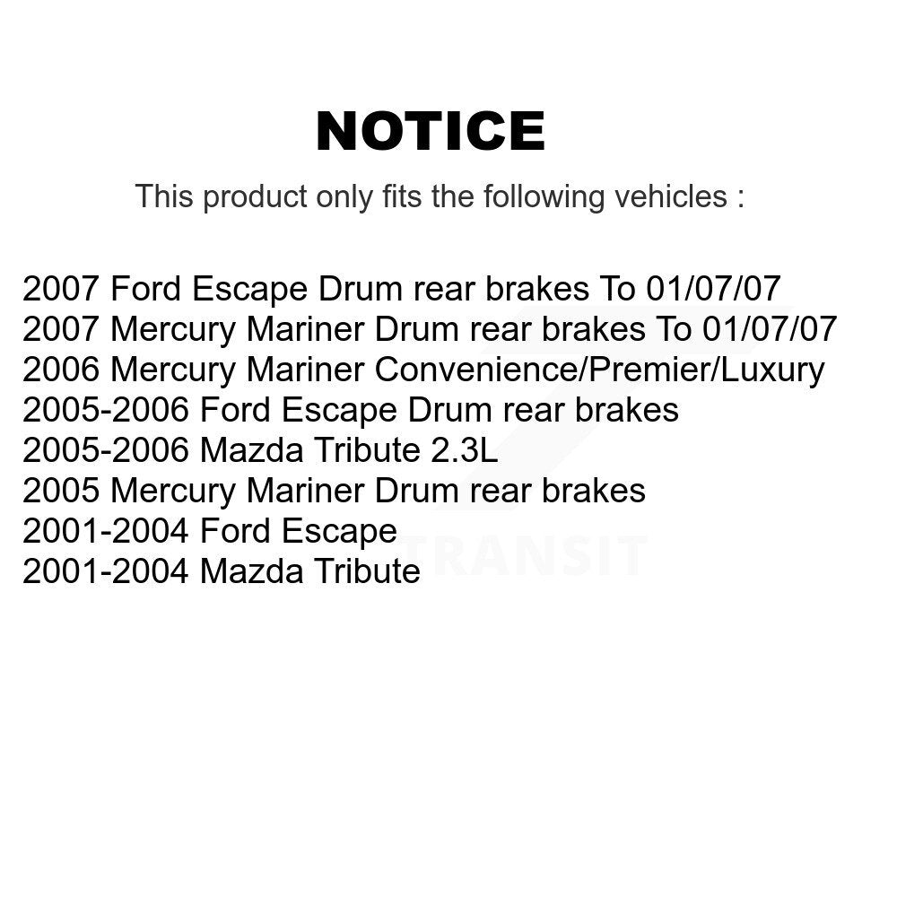 Bearing Brake Rotor Pad Shoe Front Rear Kit (10Pc) For Ford Escape Mazda Tribute