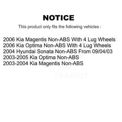 Hub Bearing Brake Rotor Pads Front Rear Kit (10Pc) For Hyundai Sonata Kia Optima