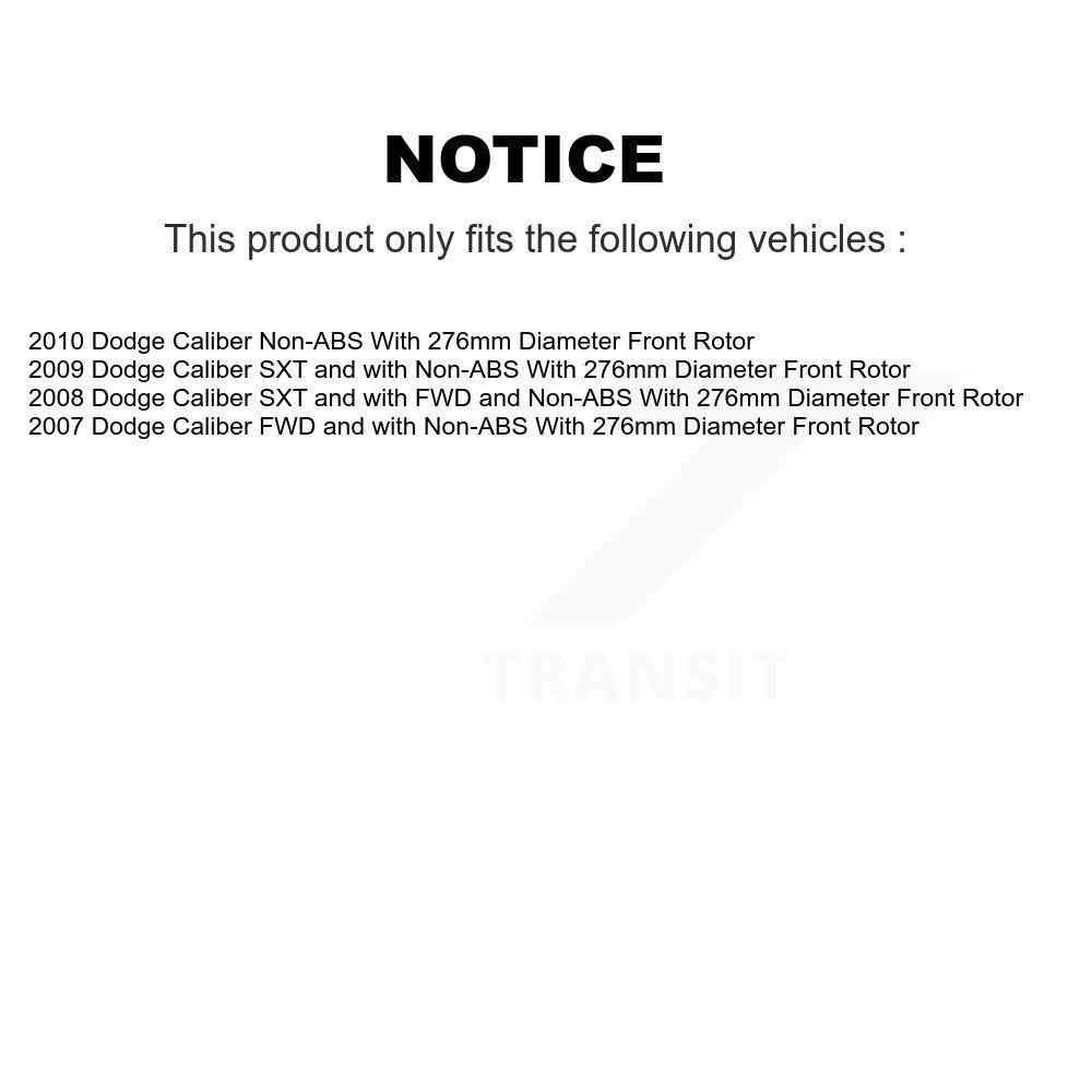 Hub Bearing Coated Disc Brake Rotor Pads Front Rear Kit (10Pc) For Dodge Caliber