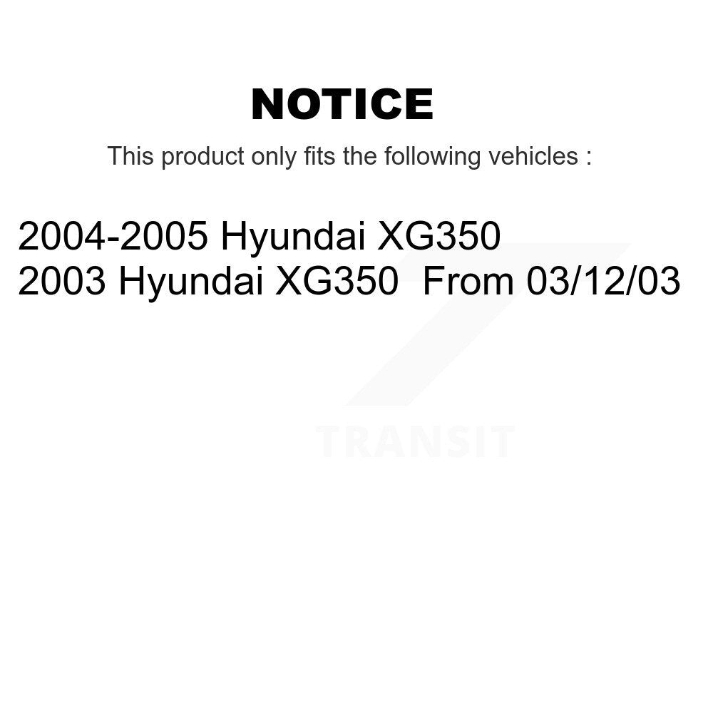 Hub Bearing Coated Disc Brake Rotor Pads Front Rear Kit (10Pc) For Hyundai XG350