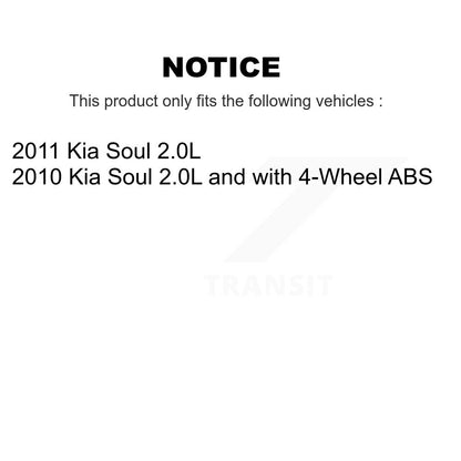 Hub Bearing Coated Disc Brake Rotors And Pads Front Rear Kit (10Pc) For Kia Soul