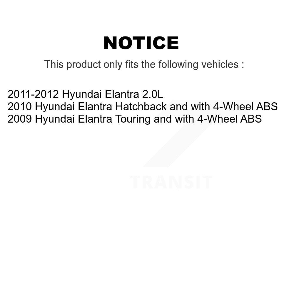 Hub Bearing Coated Brake Rotor And Pad Front Rear Kit (10Pc) For Hyundai Elantra