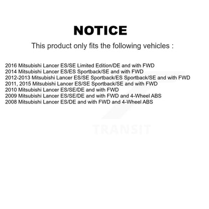 Hub Bearing Coated Brake Rotor & Pad Front Rear Kit (10Pc) For Mitsubishi Lancer