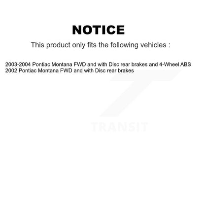 Hub Bearing Disc Brake Rotors And Pads Front Rear Kit (10Pc) For Pontiac Montana