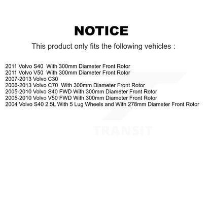 Hub Bearing Disc Brake Rotor Pad Front Rear Kit (10Pc) For Volvo S40 C30 V50 C70