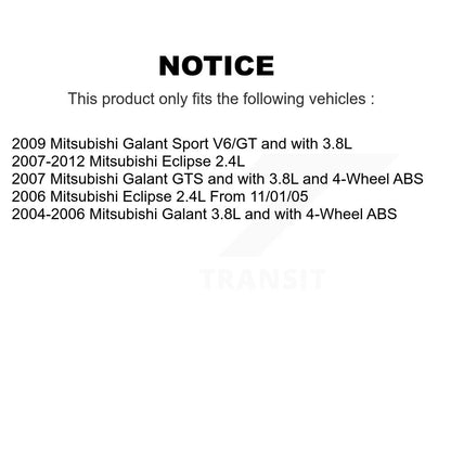 Hub Bearing Brake Rotor Pads Front Rear Kit (10Pc) For Mitsubishi Eclipse Galant