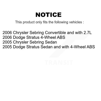 Hub Bearing Brake Rotor And Pad Front Rear Kit (10Pc) For Chrysler Sebring Dodge