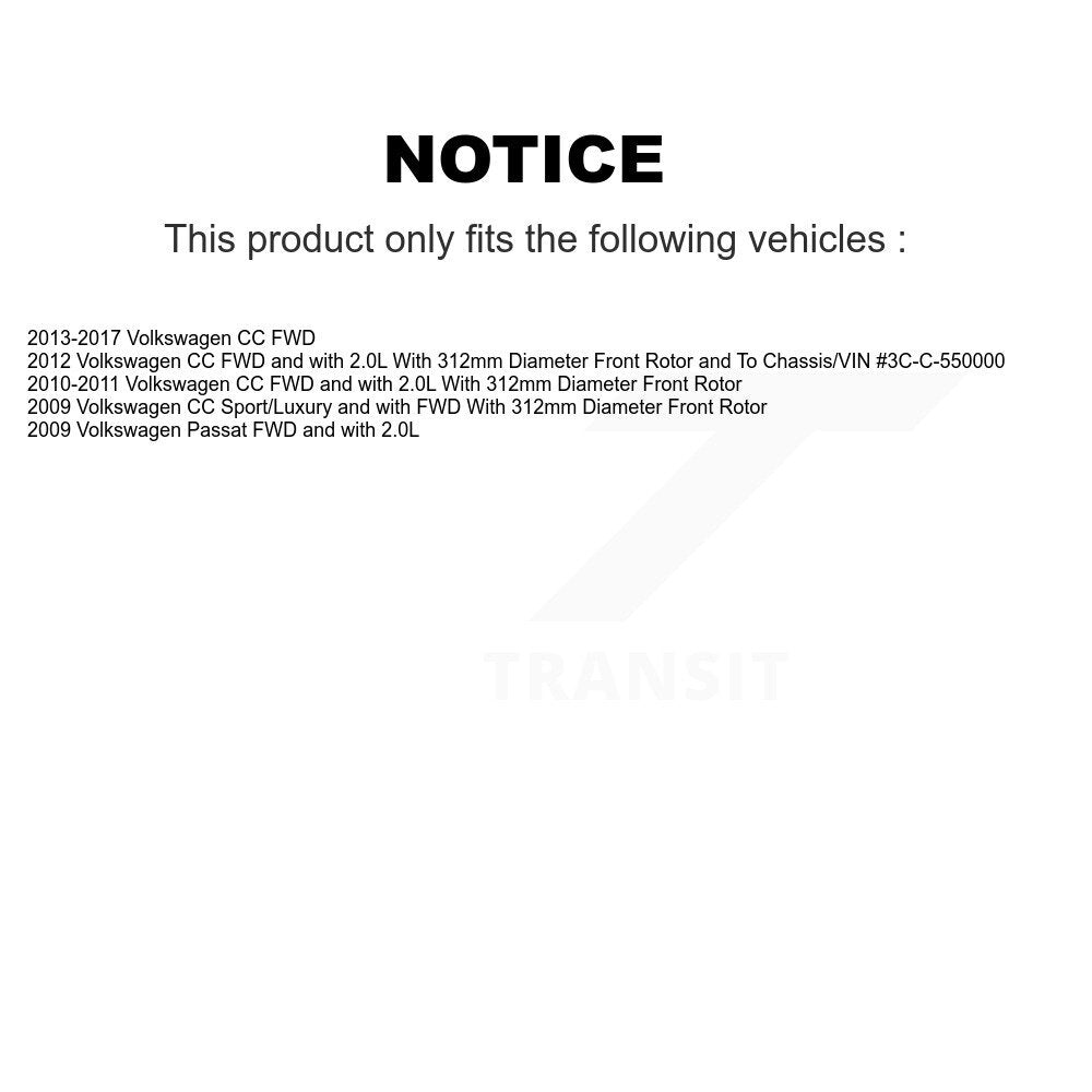 Hub Bearing Disc Brake Rotor Pads Front Rear Kit (10Pc) For Volkswagen CC Passat