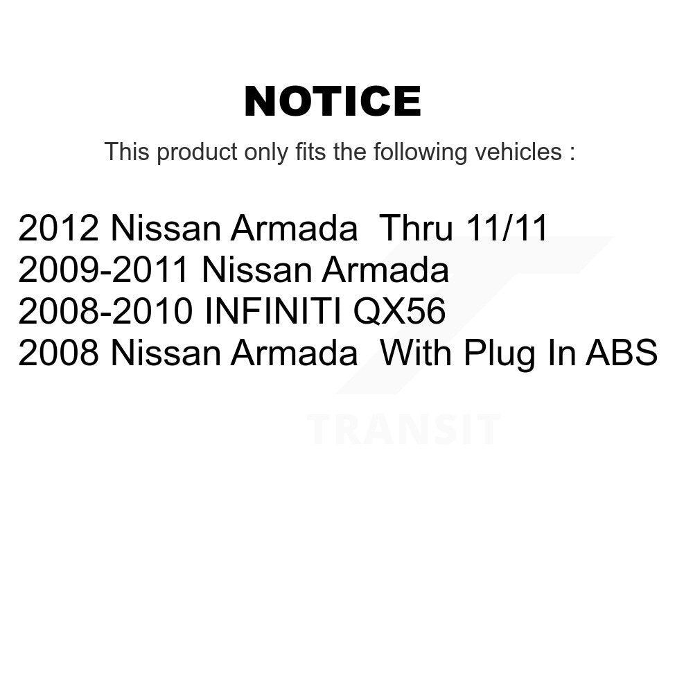Hub Bearing Brake Rotor And Pad Front Rear Kit (10Pc) For Nissan Armada INFINITI