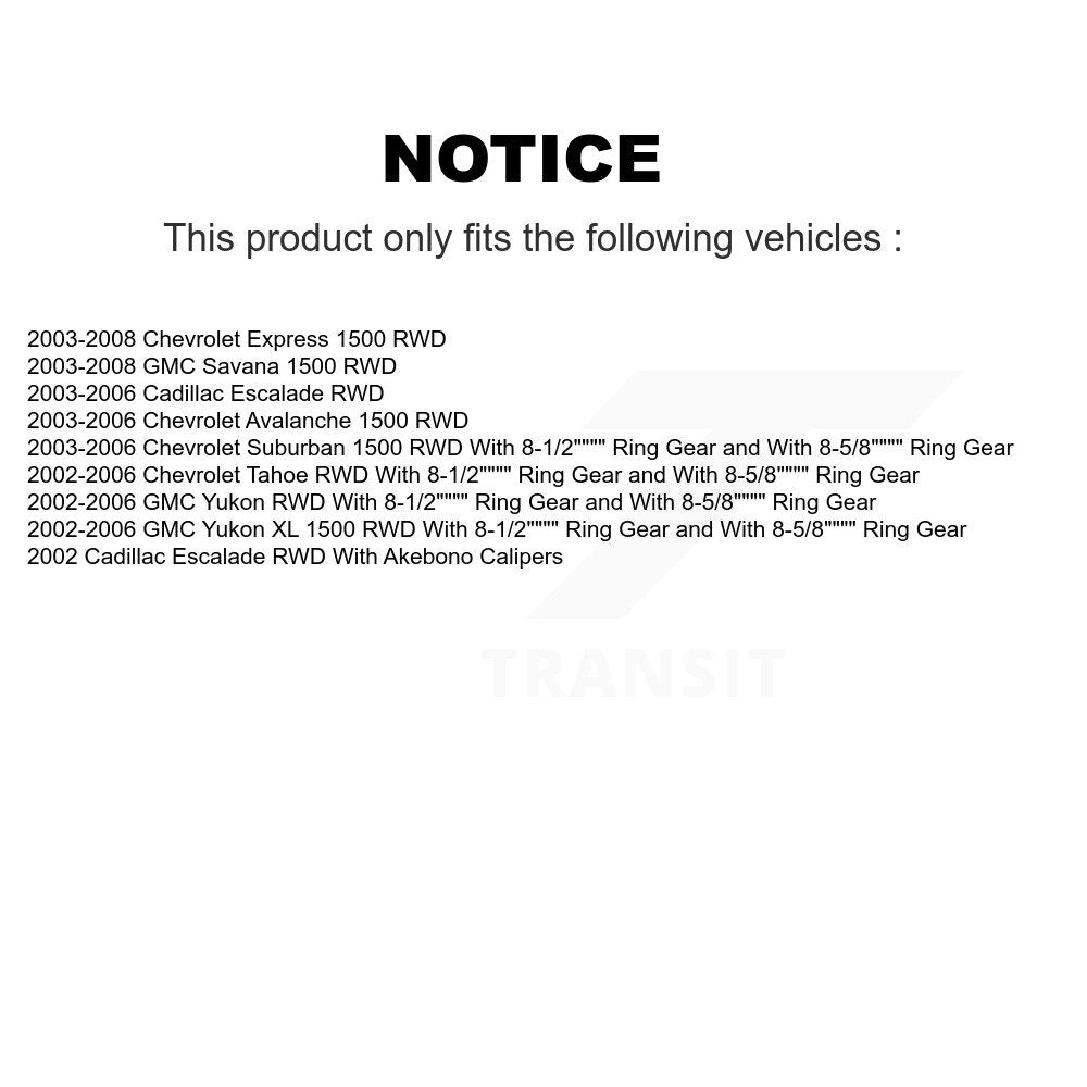 Hub Bearing Brake Rotor & Pad Shoe Front Rear Kit (10Pc) For Chevrolet Avalanche