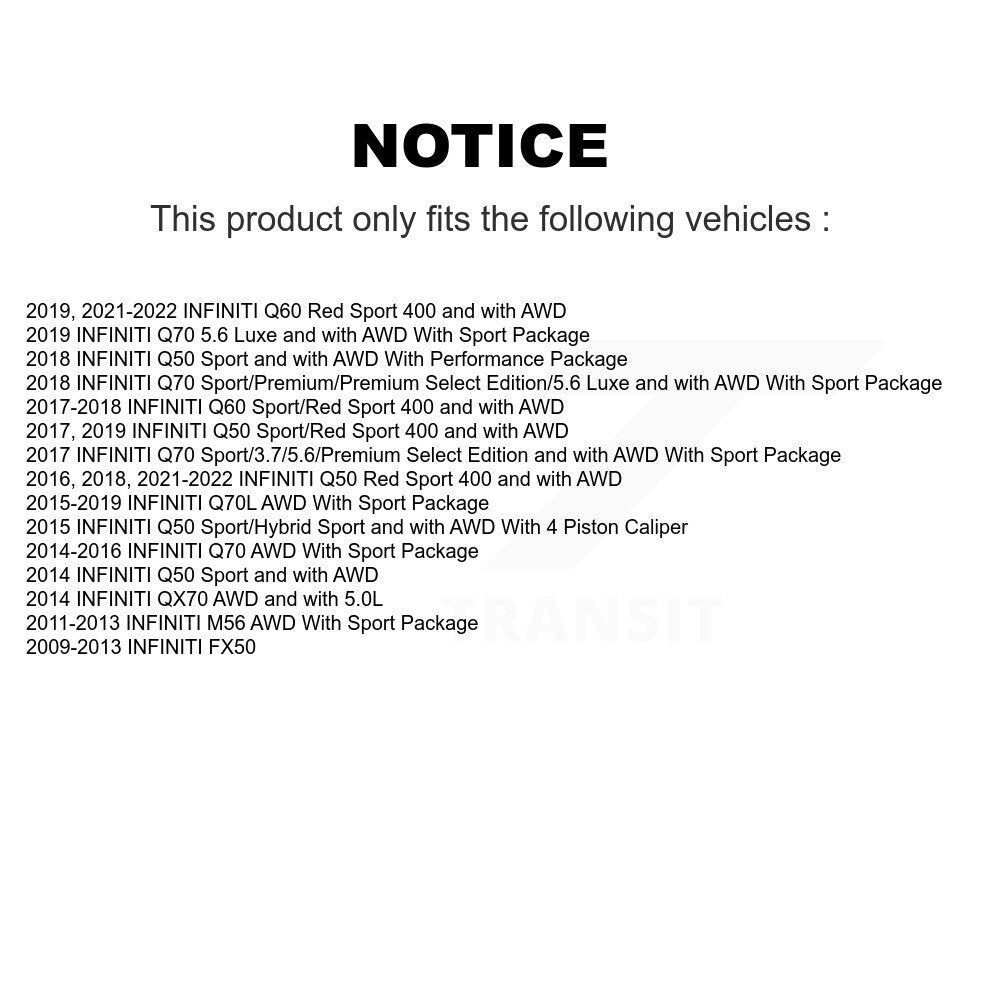 Hub Bearing Coated Disc Brake Rotor Pads Front Rear Kit (10Pc) For INFINITI FX50