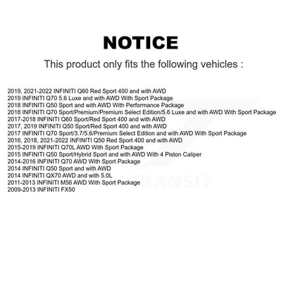 Hub Bearing Coated Disc Brake Rotor Pads Front Rear Kit (10Pc) For INFINITI FX50