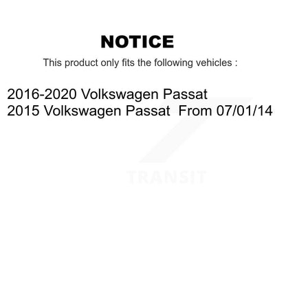 Hub Bearing Coated Brake Rotor & Pad Front Rear Kit (10Pc) For Volkswagen Passat